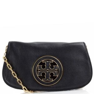 SOLDTory Burch Amanda Pebbled Black Leather Clutch